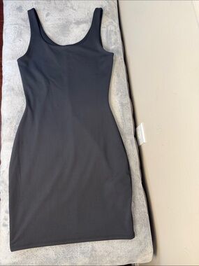 Express Body Contour Scoop Neck Mini Dress - Charcoal Gray - Size XS